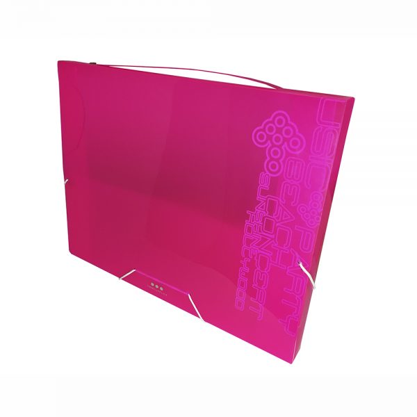 Carpeta De Proyectos Con Gomas, PP Rosa Neon